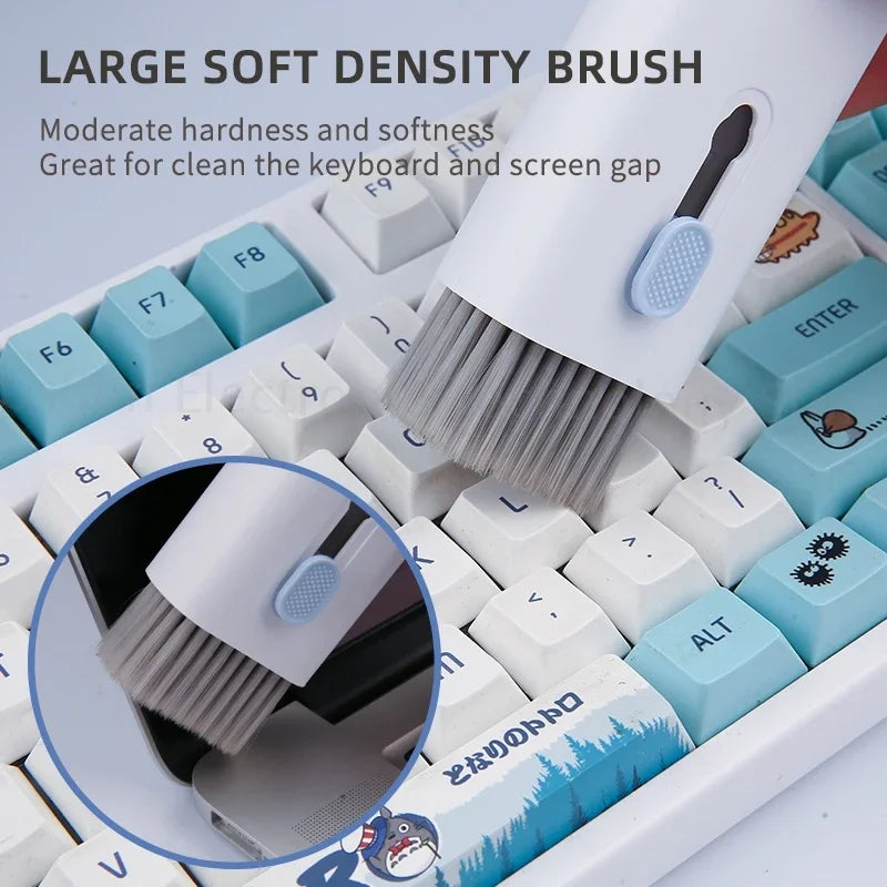 Kit di pulizia 7-in-1 per tastiera del computer, penna per la pulizia degli auricolari, strumenti per la pulizia di telefono e iPad, estrattore per copritasti