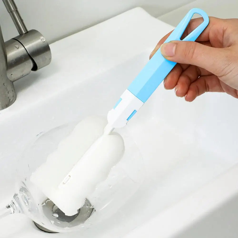 Weiche Schwammtassenbürste Langer Griff Schwammflaschenbürste Schwammreinigungsbürste Wasserflasche Glasbecher Reinigungsgerät