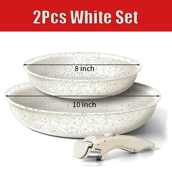 2/3 pezzi padelle set impilabili padelle per uova antiaderenti con manico rimovibile padella antiaderente per bistecche fritte pentola di cottura pentole