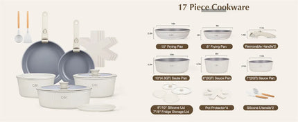 KOCH SYSTEME CS Set di pentole antiaderenti 17 pezzi, set di pentole e padelle con manico staccabile, pentole antiaderenti a induzione, pentola per salsa da cucina