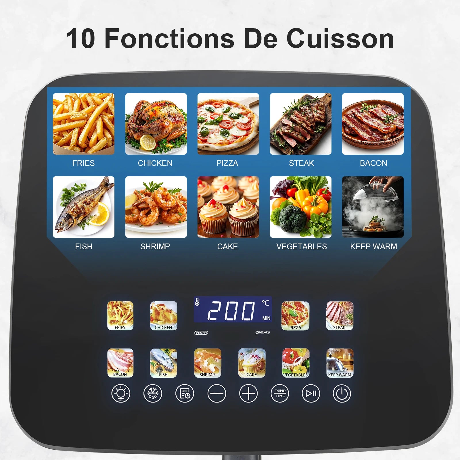 Friggitrice ad aria Koticidsin 11L 2000W Touch Screen con finestra visibile