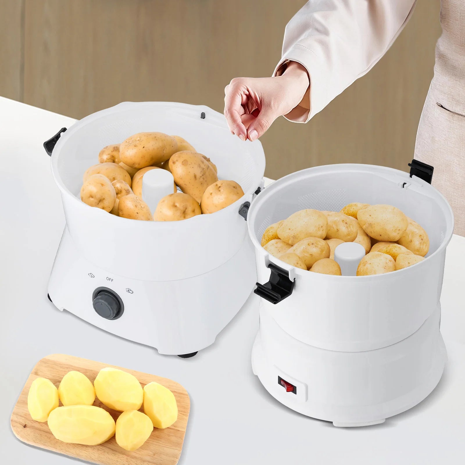 85 W Elektrischer Kartoffelschäler, Automatischer Kartoffelschäler mit Ein-Knopf-Bedienung, für Küchen, Restaurants, Fast-Food-Läden