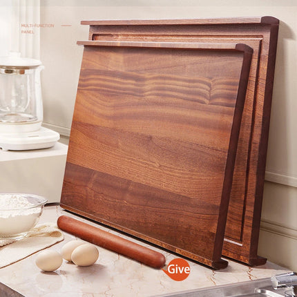 Solid Ebony Wood Cutting Board, Heavy Duty Butcher Block with Juice Groove, Extra Large and Reversible