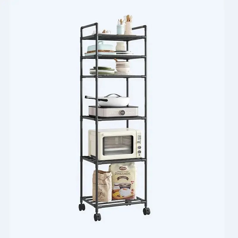 Scaffale da pavimento multistrato da cucina, scaffale da parete integrato rimovibile per uso domestico