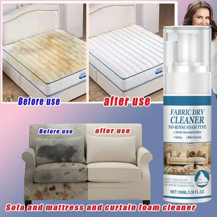 Foaming Dry Cleaner for Fabric Sofa Multipurpose Cleaning Solution Carpet Curtain Clothing Stain Remover No Water Agent Needed