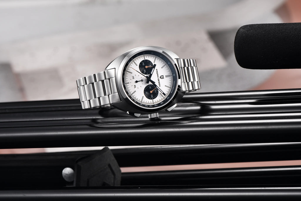 PAGANI DESIGN Orologio da polso al quarzo uomo Retro Panda Cronografo Vetro zaffiro