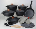 18PSC Set di pentole per la cucina domestica Padella antiaderente e pentola in alluminio di granito con coperchio Pentola in smalto pressofuso Materiale metallico per riso medico