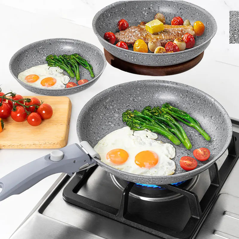 8" 9,5" und 11" Antihaft-Bratpfannen-Set mit abnehmbarem Griff, stapelbare Induktionspfanne für Camping-Wohnmobil-Kochen