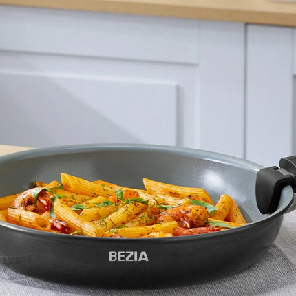 Bezia Induction Cookware Healthy Ceramic Coating, Nonstick Pots and Pans Set 13 PCS with Detachable Handles