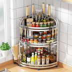 Mensola angolare da cucina, supporto angolare in acciaio inox, porta coltelli per condimenti e spezie, montaggio a parete per uso domestico