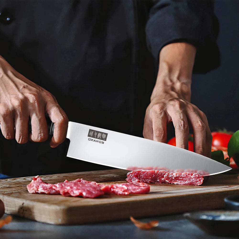 Professionelles 10-teiliges Küchenmesser-Set Chefmesser Tranchiermesser Hochkohlenstoffstahl Superscharfer Holzgriff Geschenkbox