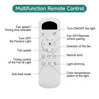 Ventilatore da soffitto Sofucor da 52 pollici a 5 pale con luce e telecomando, ventilatore da soffitto DC a 6 velocità, silenzioso.