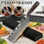 ZENG Professionelles 7-Zoll-Kochmesser – ultrascharf und langlebig, Edelstahl mit Holzgriff und lasergravierter Damast-Optik, mit Geschenkbox