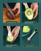 2-in-1 Avocado-Messer aus Edelstahl, Avocado-Schneider, Kiwi-Schälmesser, Salatschneider, Schäler, Küchen-Gadgets, Obst- und Gemüsewerkzeuge