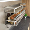 Scaffale di stoccaggio multifunzionale da cucina di lusso leggero, portaspezie a parete, condimento senza fori, portaoggetti da parete in acciaio inossidabile