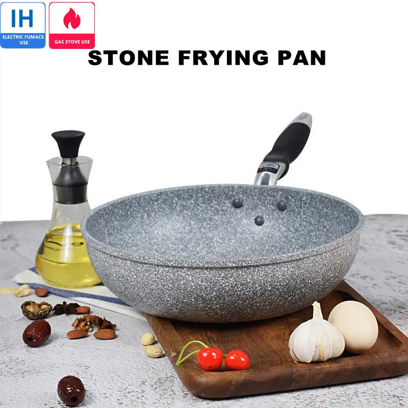 Padella antiaderente Padella Wok in pietra resistente Padella per bistecca domestica Pancake fornello a induzione fritto fornello a gas Set di pentole per la cucina