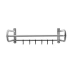 Scaffale per forno a microonde a 2 livelli, scaffale espandibile, strumento di stoccaggio da cucina con 6 ganci flessibili per balcone cucina