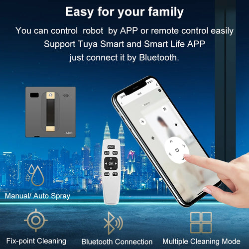 ABIR WD8 Fensterputzroboter, doppelter Wasserstrahl, intelligente AI-Reinigung, verbessertes Laser, Glaswandreinigung für Smart Home