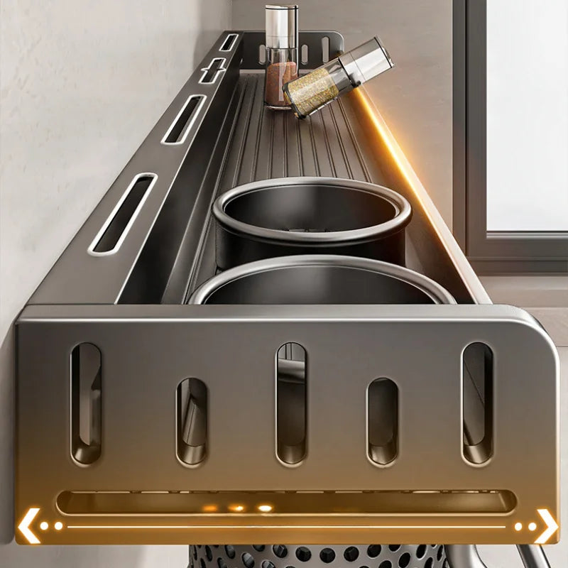 Scaffale portaoggetti da parete per cucina, portaoggetti drenabile per coltelli, bacchette, organizer combinato per spezie da cucina