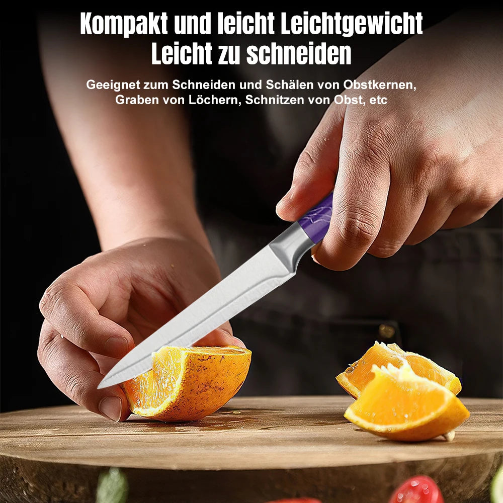 DFITO 6-teiliges ultra-scharfes 3Cr13 Küchenmesserset aus Edelstahl mit Hohlgriff, professionelle Haushaltsmesser für Fleisch/Gemüse