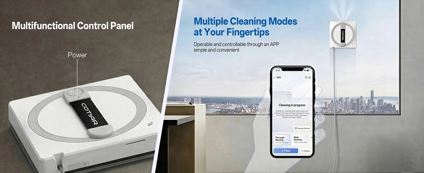 COTIAR Winbot W10 3100Pa Fensterputzroboter mit 5 Reinigungsmodi, intelligenter App- und Fernbedienung