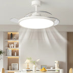 Ventilatore da Soffitto Invisibile con Luce, Pale Retrattili, Grande Ventilatore Elettrico per Raffreddamento e Ventilazione, Telecomando, Illuminazione Dimmerabile