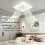IRALAN LED Ventilatore da soffitto invisibile senza lama Smart Home Illuminazione infinitamente regolabile Decorazione Soggiorno Camera da letto Lampada da interno
