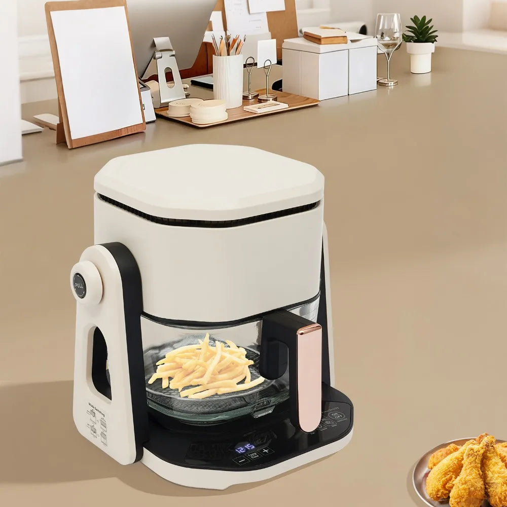Friggitrice ad Aria da Tavolo Bianca 4.5L con Cestello Trasparente e Spina EU