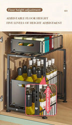 Neuer ausziehbarer Schrank-Organizer, verstellbarer Küchen-Organizer unter der Spüle, Gewürzregal-Organizer, Auszugsschublade
