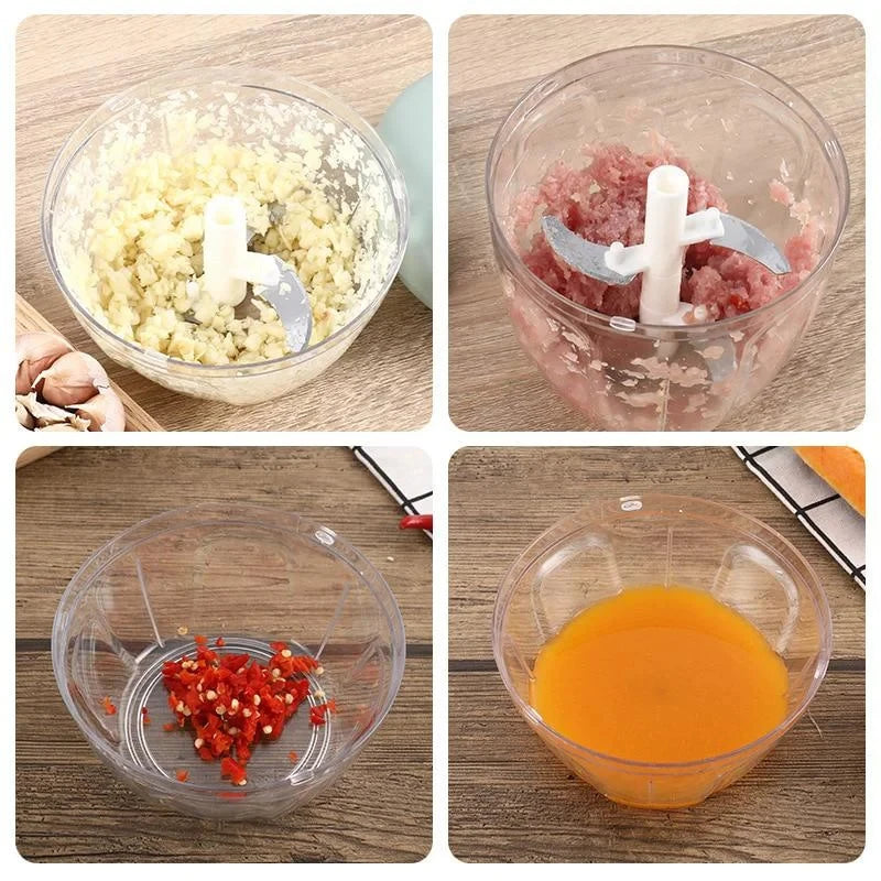 500/900 ml manueller Zerkleinerer mit Seil, Küchenmaschine, Silcer-Häcksler, Salatzubereiter, Knoblauch-Zwiebelschneider, Küchenutensilien