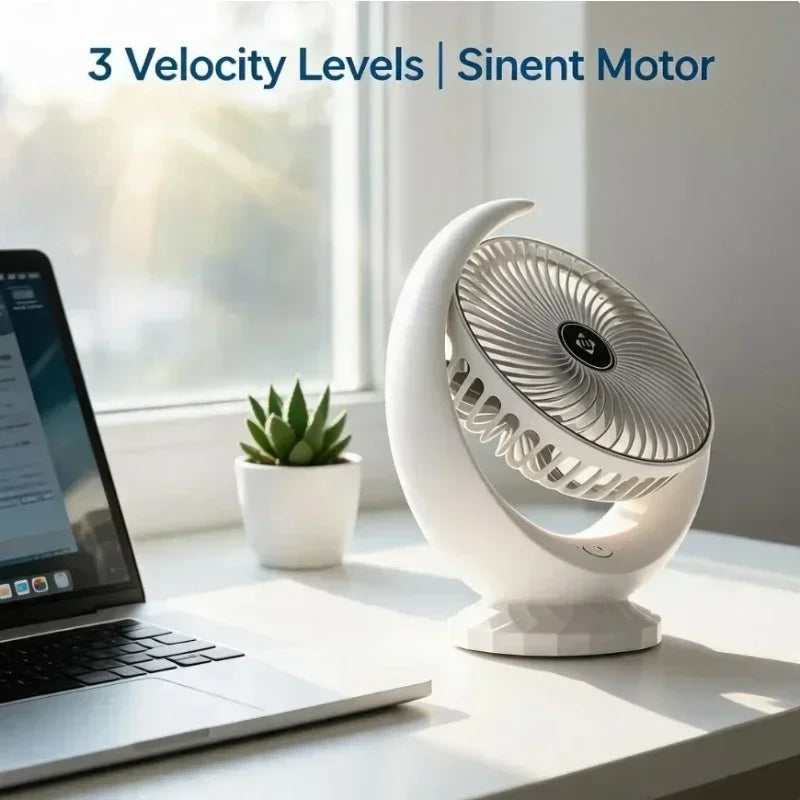 Tragbarer Mini-Ventilator, 3000mAh, faltbar, Tisch-, Outdoor-, Nacken-Ventilator, 5 Geschwindigkeiten, USB wiederaufladbar, mit Telefonhalter und Display