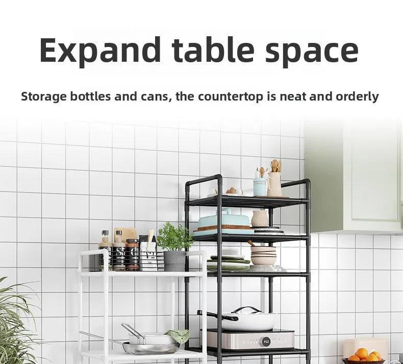 Scaffale da pavimento multistrato da cucina, scaffale da parete integrato rimovibile per uso domestico