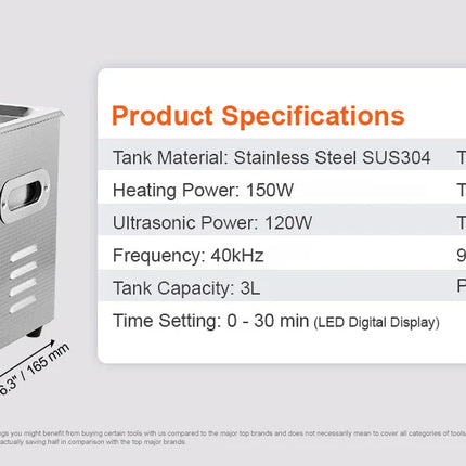 SucceBuy 2L 3L 6L 10L 22L 30L Pulitore a ultrasuoni in acciaio inossidabile Pulizia portatile Lavatrice a ultrasuoni per uso domestico