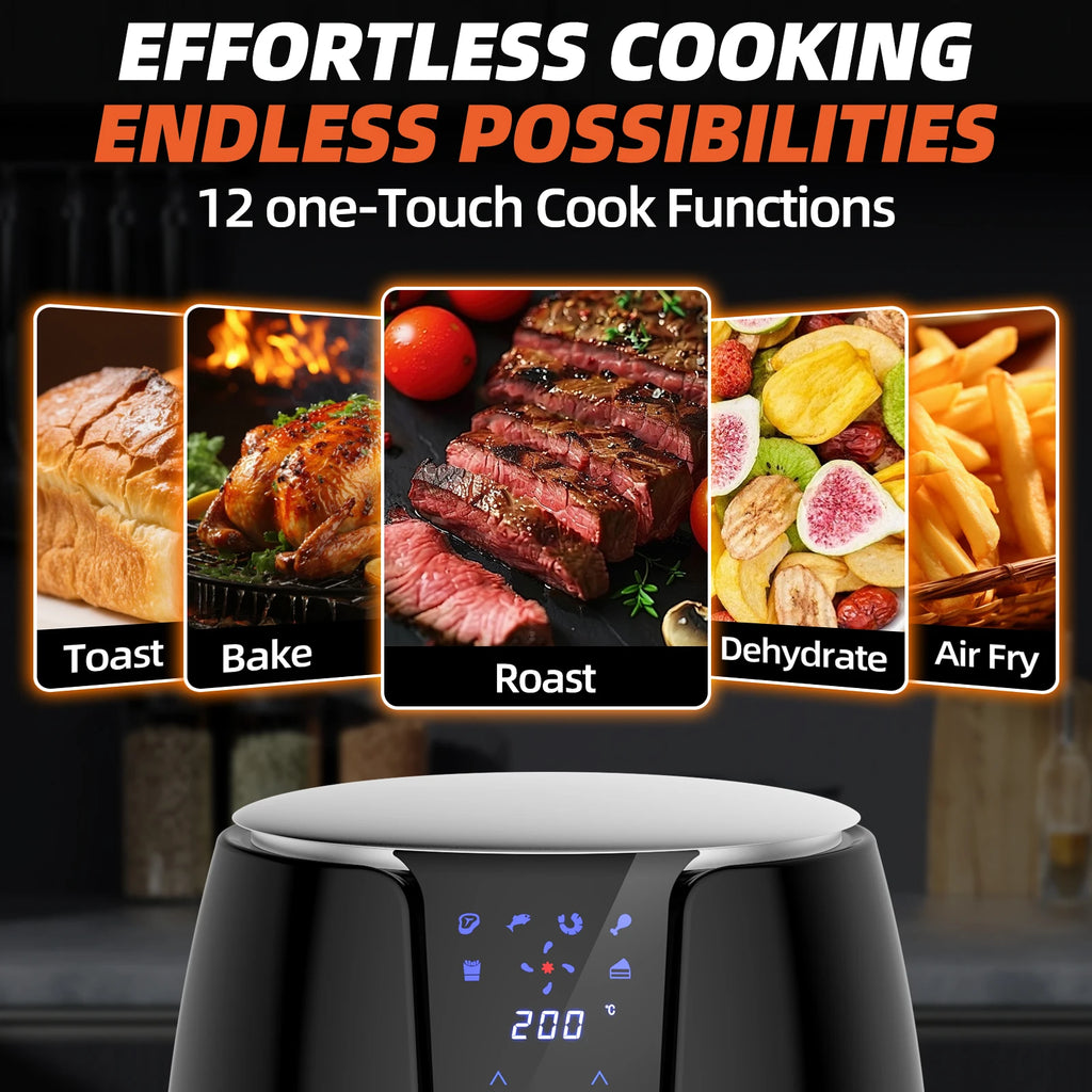 Friggitrice ad Aria 3.5L 1500W con 6 Funzioni di Cottura - Cestello Antiaderente Lavabile in Lavastoviglie