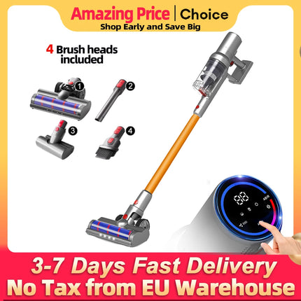 ABIR VC205 Cordless Handheld Vacuum Cleaner, 27000PA, Smart Dust Sensor, LED Touch Screen, Automatic Speed Control, Cordless Handheld Dust Mite Destroyer