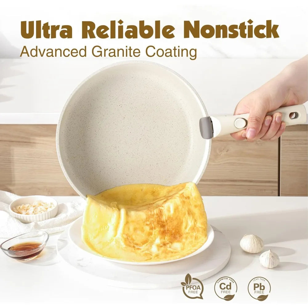 Set di pentole e padelle antiaderenti antiaderenti con manico rimovibile da 15 pezzi Set di pentole da cucina a induzione con manico staccabile PFOA gratuito