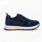 Herren-Freizeitschuhe aus Wildleder und Mesh, Navy-Blau, atmungsaktive Sneaker mit Schnürsenkeln, bequeme Schuhe mit dicker Sohle für den täglichen Gebrauch