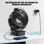 Ventilatore Portatile con Clip e Nebulizzatore, Ricaricabile, 3 Velocità, Display Digitale, Mini Umidificatore, Ventilatore da Scrivania Regolabile con 4000mA