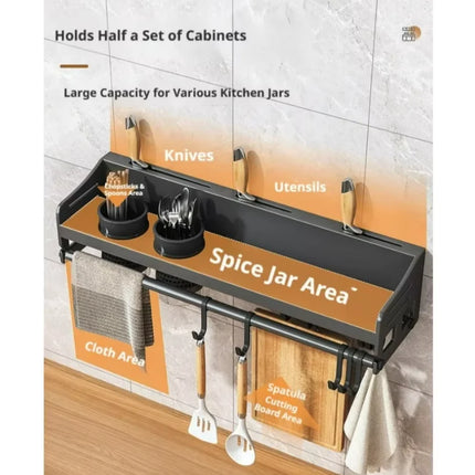 No-punch kitchen shelf, multifunctional wall-mounted knife holder, wall-mounted home organization accessories