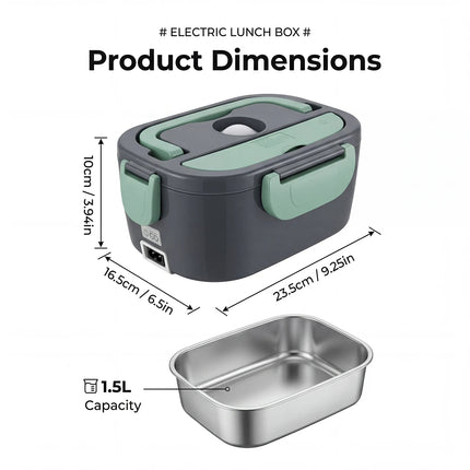 Podofo Scaldavivande Elettrico Portatile 1.5L 60W, Doppia Alimentazione per Casa, Auto, Ufficio, Pendolari, Conducenti, Camionisti