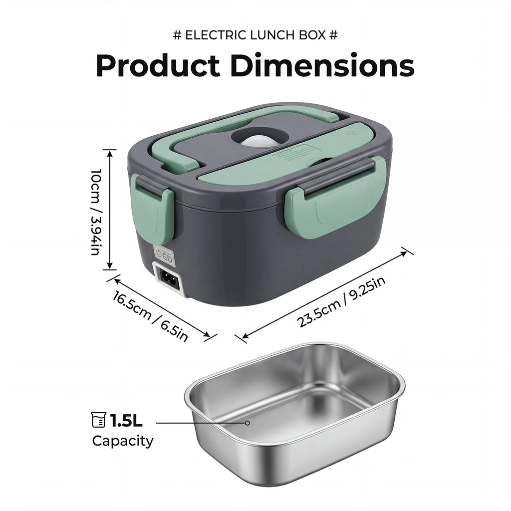 Podofo Scaldavivande Elettrico Portatile 1.5L 60W, Doppia Alimentazione per Casa, Auto, Ufficio, Pendolari, Conducenti, Camionisti