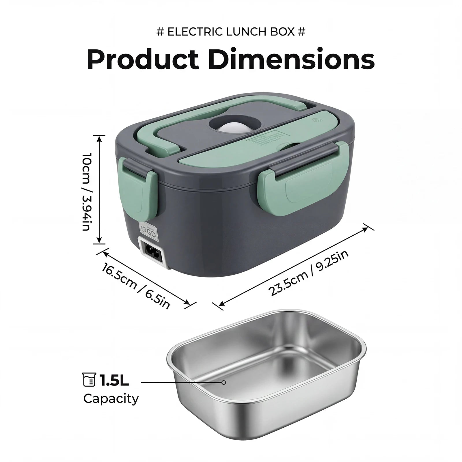 Podofo Scaldavivande Elettrico Portatile 1.5L 60W, Doppia Alimentazione per Casa, Auto, Ufficio, Pendolari, Conducenti, Camionisti