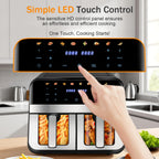 Forno friggitrice ad aria a doppio cestello da 9 litri con finestre Easy View - Oyajia