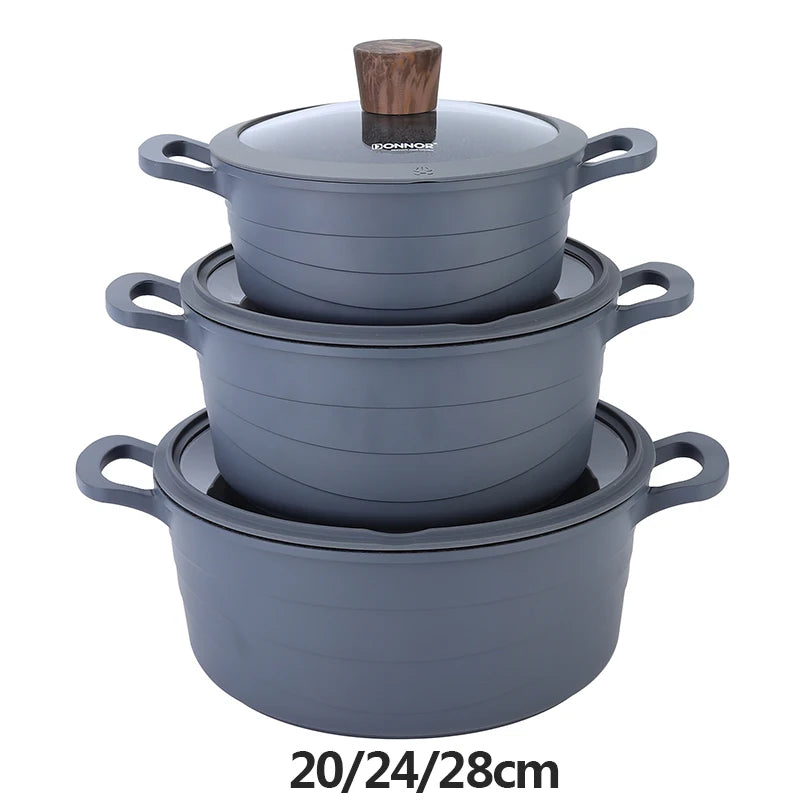 DONNOR 15 Pezzi Pentole e Padelle in Ceramica Set di Pentole Sane Antiaderenti Set da Cucina Set da Cucina con Padella a Induzione RV Set JT530