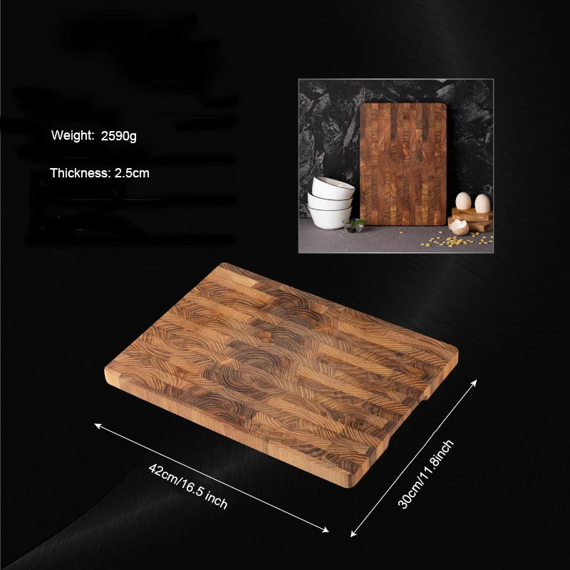 Hochwertiges Teakholz-Schneidebrett, groß: 86,5 * 11,8 Zoll/13,3 * 9,5 Zoll, 1 Zoll dick, geeignet für Weihnachten, Halloween