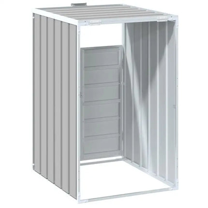Waste bin on wheels in grey steel for single bin, with lid, for kitchen and outdoor use