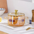 1500 ml transparenter Glastopf mit Doppelgriffen, Suppentopf mit Deckel, hitzebeständiges Kochgeschirr