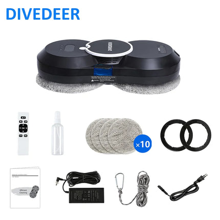 DIVEDEER Window Cleaner Robot with Smart Water Spray High Suction Electric Window Vacuum Double-Sided Glass Cleaner