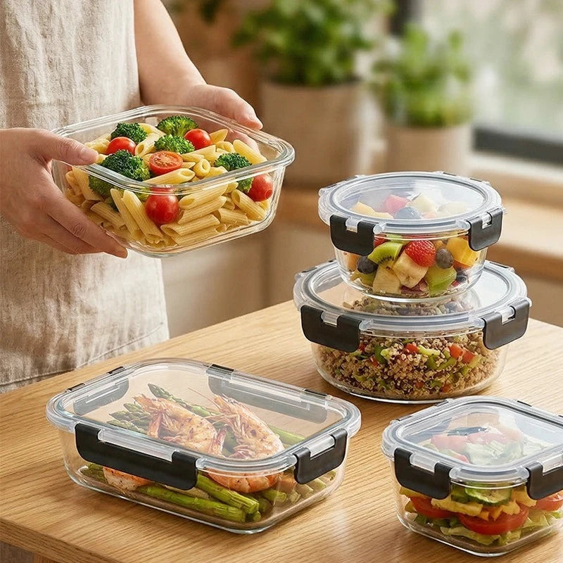 16-teiliges Frischhaltedosen-Set aus Glas (12+4) mit luftdichten Deckeln, auslaufsichere Glasbehälter für Lebensmittel, gefrier-, mikrowellen- und spülmaschinenfest, Frischhaltedosen-Set für Mittagessen, Obst, Reste und