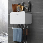 Organizzatore da Parete Multifunzionale per Cucina Senza Foratura, Porta Utensili con Vassoio di Drenaggio Rimovibile e Portasciugamani